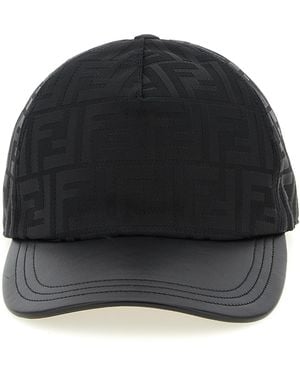Fendi Ff Jacquard Cap Polyamide Hat - Black