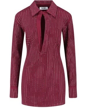 The Attico Rhinestone Mini Dress - Purple