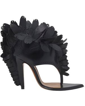 McQueen Feathered Sandals - Black