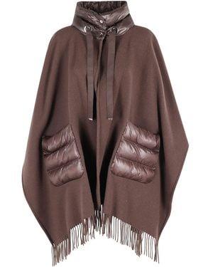 Herno Poncho Warmy Con Dettagli - Brown