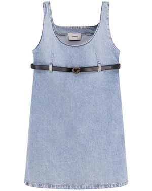 Coperni Denim Mini Dress With Belt - Blue