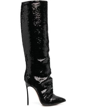 Casadei Leather Heel Boots - Black