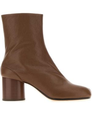 Maison Margiela Leather Tabi Ankle Boots - Brown