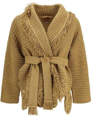 Alanui Gold Polyester Cardigan - Natural