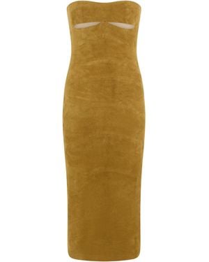 The Mannei Midi Suede Dress, Calfskin - Yellow