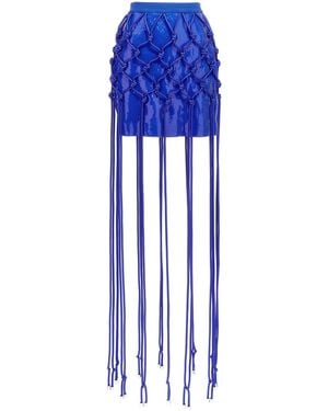 David Koma Fishnet Layered Skirt With Sequined Design - Blue