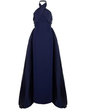 Solace London Long V-Neck Dress Fabric Polyester - Blue
