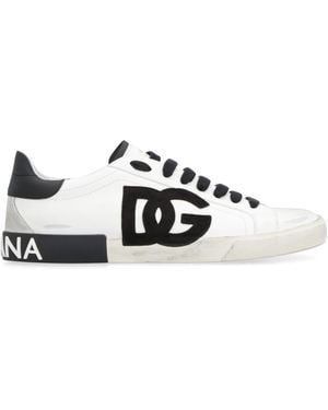 Dolce & Gabbana Portofino Leather Low-Top Trainers - Black