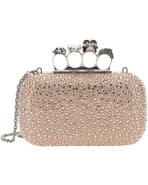 McQueen 'Four Ring' Clutch With Skull-Shaped Studs And - Pink
