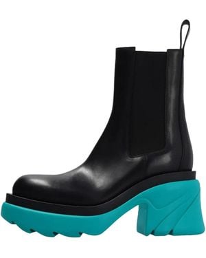 Bottega Veneta Contrast Sole Platform Ankle Boots - Black