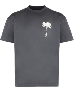 Palm Angels Cotton Crew-Neck T-Shirt T-Shirts - Black