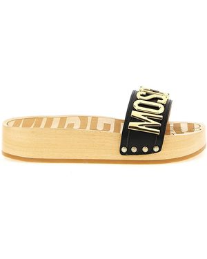 Moschino Logo-Embellished Clog Sandal - Natural