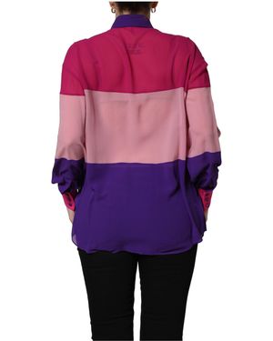 Dolce & Gabbana Silk Patchwork Shirt Blouse Top - Purple