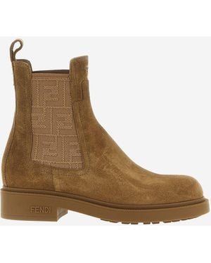 Fendi Suede Leather Ankle Boots - Brown