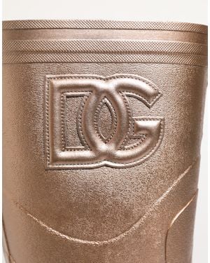 Dolce & Gabbana Rubber Pull On Rain Boots Shoes - Brown
