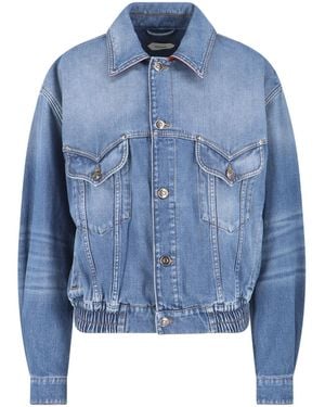 Versace Cotton Denim Signature Details Jacket - Blue