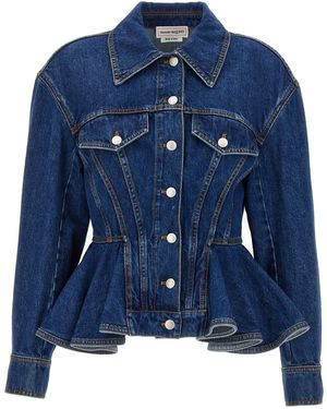 McQueen Denim Peplum Jacket - Blue