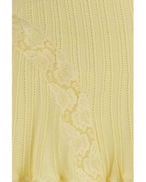 Self-Portrait Pointelle Knit Mini Skirt - Yellow
