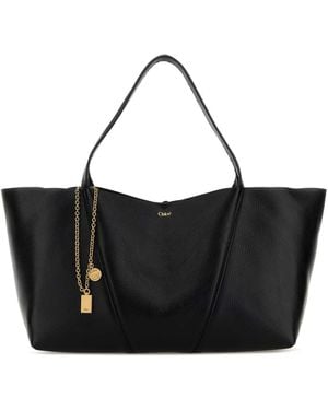 Chloé Leather East-West Chloã Spin Shopping Bag - Black