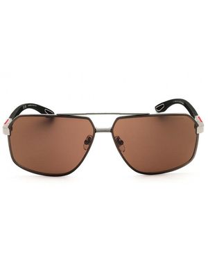 Chopard Sunglasses Aviator Full Rim, Shiny Gunmetal Frame And Lens Schg890509 - Brown