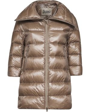 Herno Puffer Jacket Cleofe A-Shape Polyamide - Natural