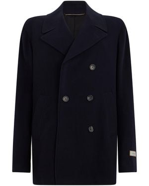 Canali Coat Double-Breasted Wool - Blue