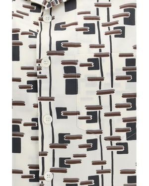 Prada Bowling Shirt Natural-Bordeaux Cotton - Gray