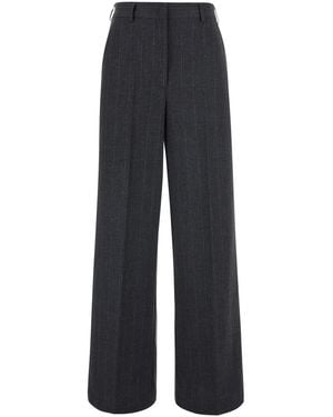 Jucca Trousers Striped Wool-Blend Wool Blend - Blue