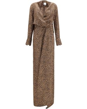 Sa Su Phi Print Cross-Over Crêpe De Chine Maxi Dress Silk Long - Natural