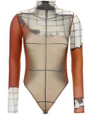 Jean Paul Gaultier The Fire Bodysuit Polyamide Tops - White