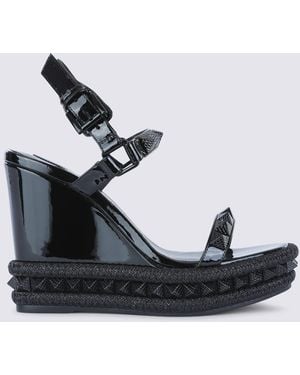Christian Louboutin Leather Pyraclou Platform Espadrillas - Black