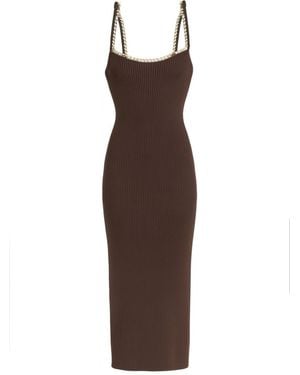 Michael Kors Midi Dress With Chain - Brown