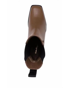 Ferragamo Wedged Leather Ankle Boots - Brown