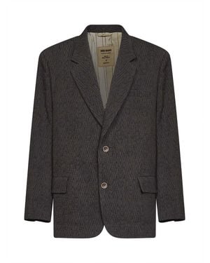 Uma Wang And Stretch Wool Chevron Java Blazer - Black