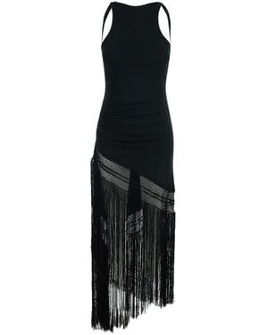 ANDAMANE Long Dress Marisol With Fringes For - Black
