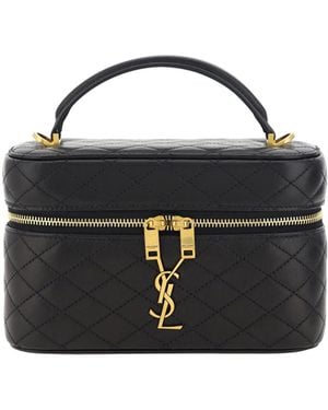 Saint Laurent Vanity Gaby Leather Handbag Lamb Ovis Aries Shoulder Bags - Black