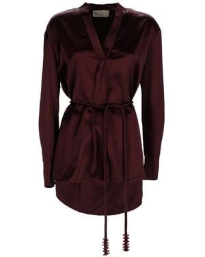 Tory Burch Top With Belt Viscose Tops - Red