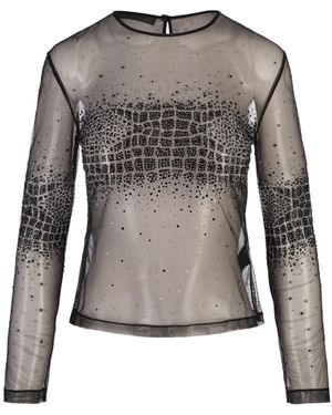 Ermanno Scervino Tulle Top With Rhinestone Crocodile Motif - Multicolour