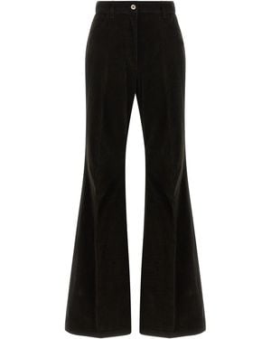 Ferragamo Striped Flared Velvet Trousers - Black