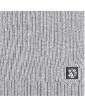 Stone Island Wool Blend Scarf With Logo - Grey
