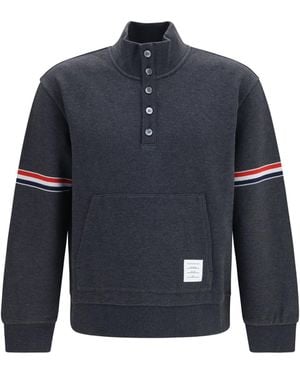 Thom Browne Loopback Cotton Piqué Sweater Sweatshirts - Blue