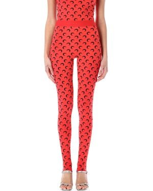 Marine Serre Allover Moon Leggings - Red