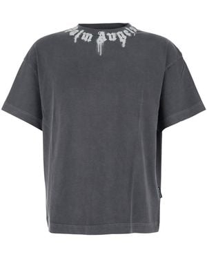 Palm Angels Neck Logo Reg Tee - Grey