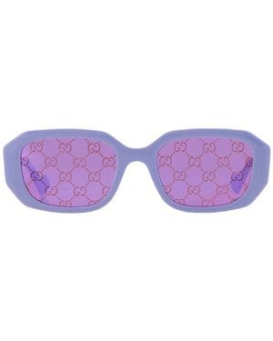 Gucci Sunglasses Geometric Full Rim, Liliac Frame And Gg Pattern Lens Gg1535S004 - Purple