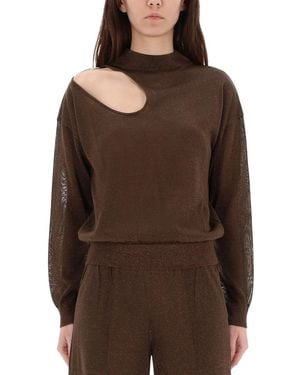 Circus Hotel Jersey With Cut-Out Viscose Tops - Brown