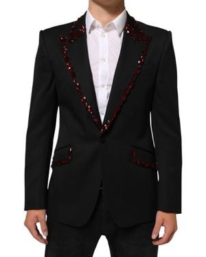 Dolce & Gabbana Sicilia Crystal Embellished Blazer Ea Wv Acetate Polyester Clothing - Black