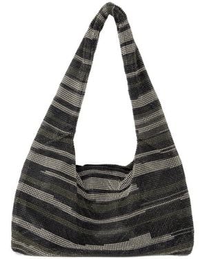 Kara Crystal Mesh Armpit Hobo Bag - Black