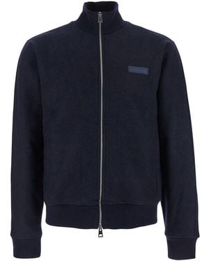 Givenchy Jacket With High Neck And Logo Patch On The Front - Blue