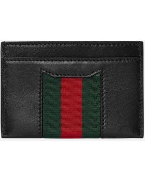 Gucci Horsebit Web Card Holder Leather Wallets & Purses - Black
