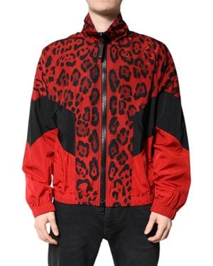 Dolce & Gabbana Leopard Print Track Jacket - Red